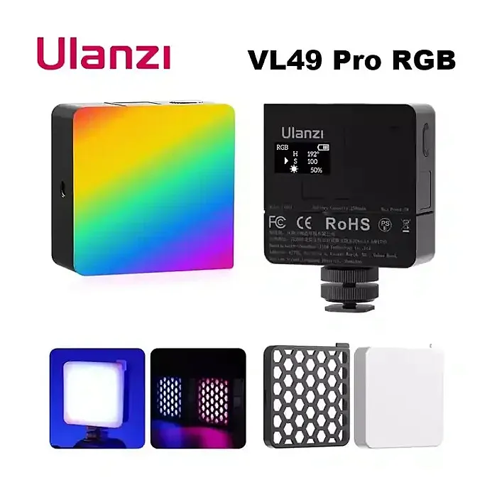 Ulanzi VL49 Pro 5W RGB LED Video Light Portable Pocket Mini on-Camera Fill Light